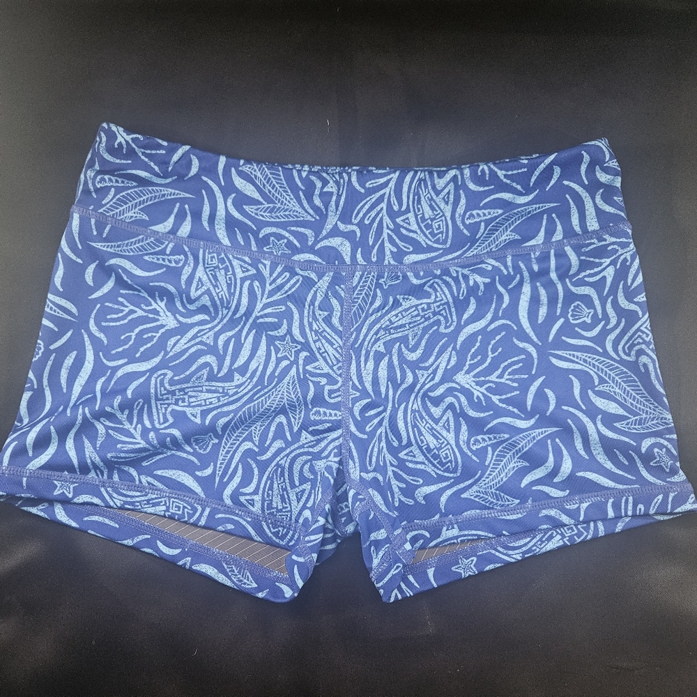 Women's Blue Patterned Athletic Shorts